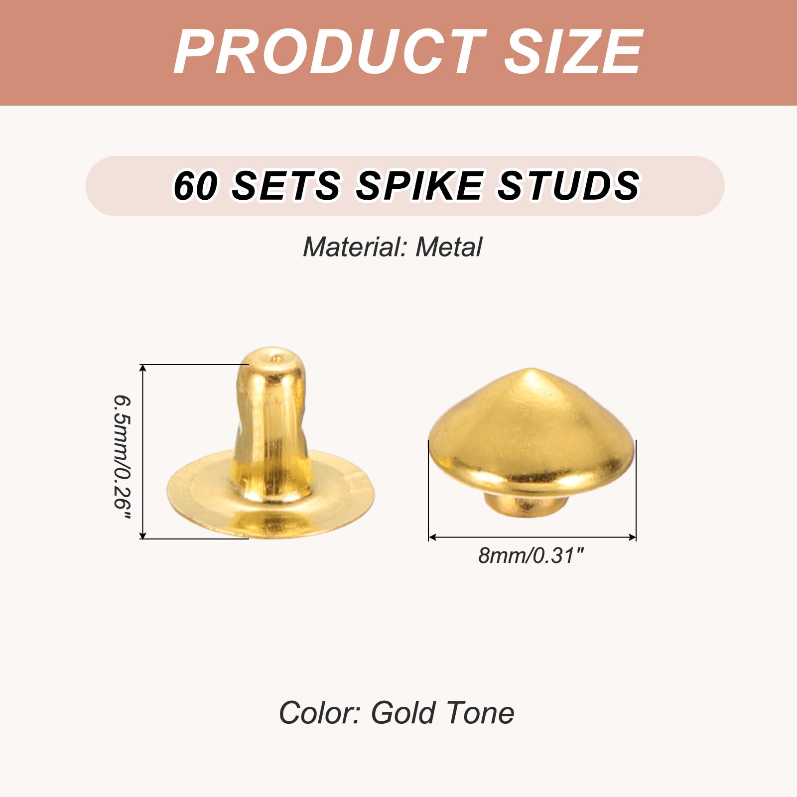 PATIKIL 8mm Spike Rivets - Image 2
