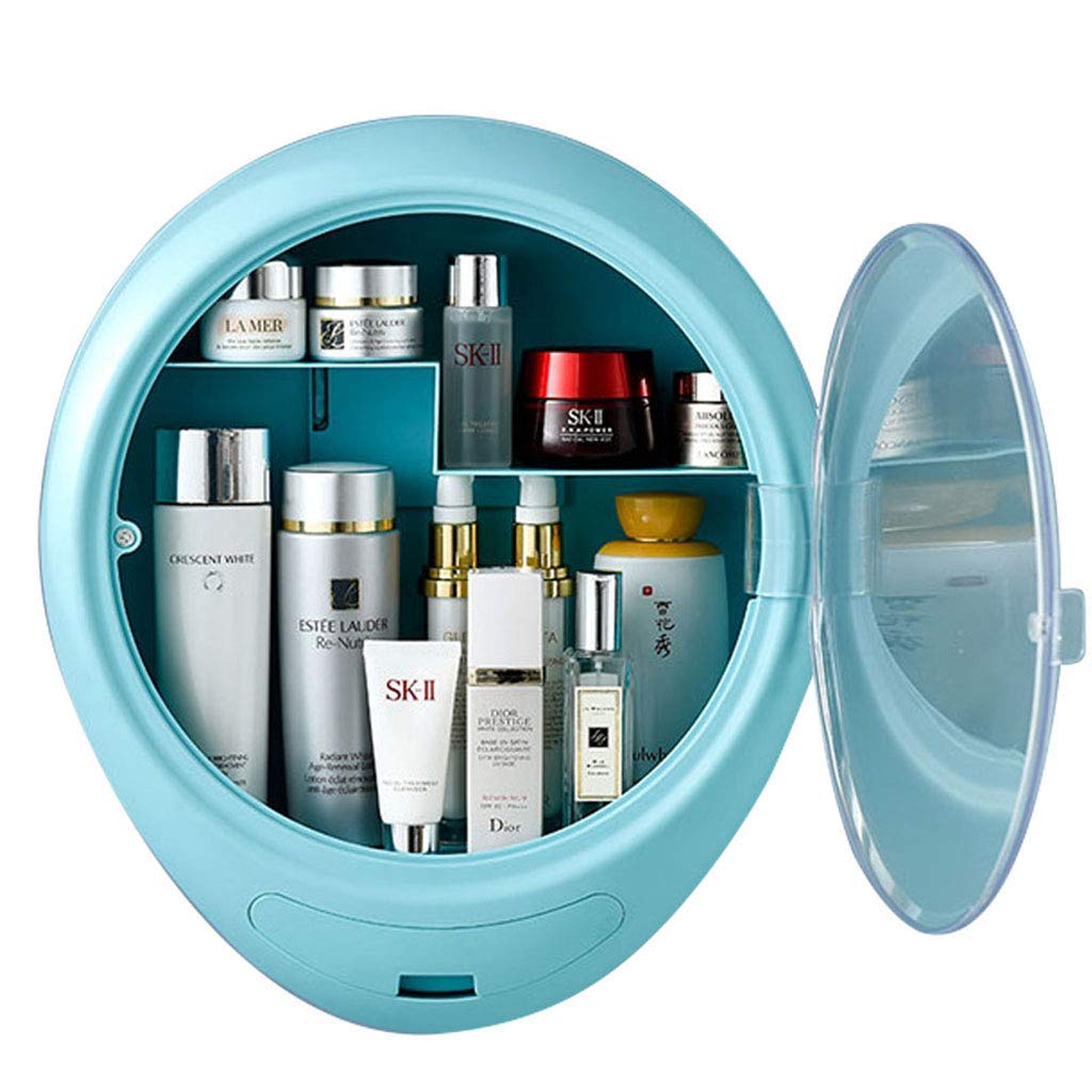 Modern Makeup Organizer, Cosmetic Organizer for Bathroom, Wall-Mounted Makeup Storage Box, Organizer and Storage of Dustproof & Waterproof Cosmetics (F-Blue)