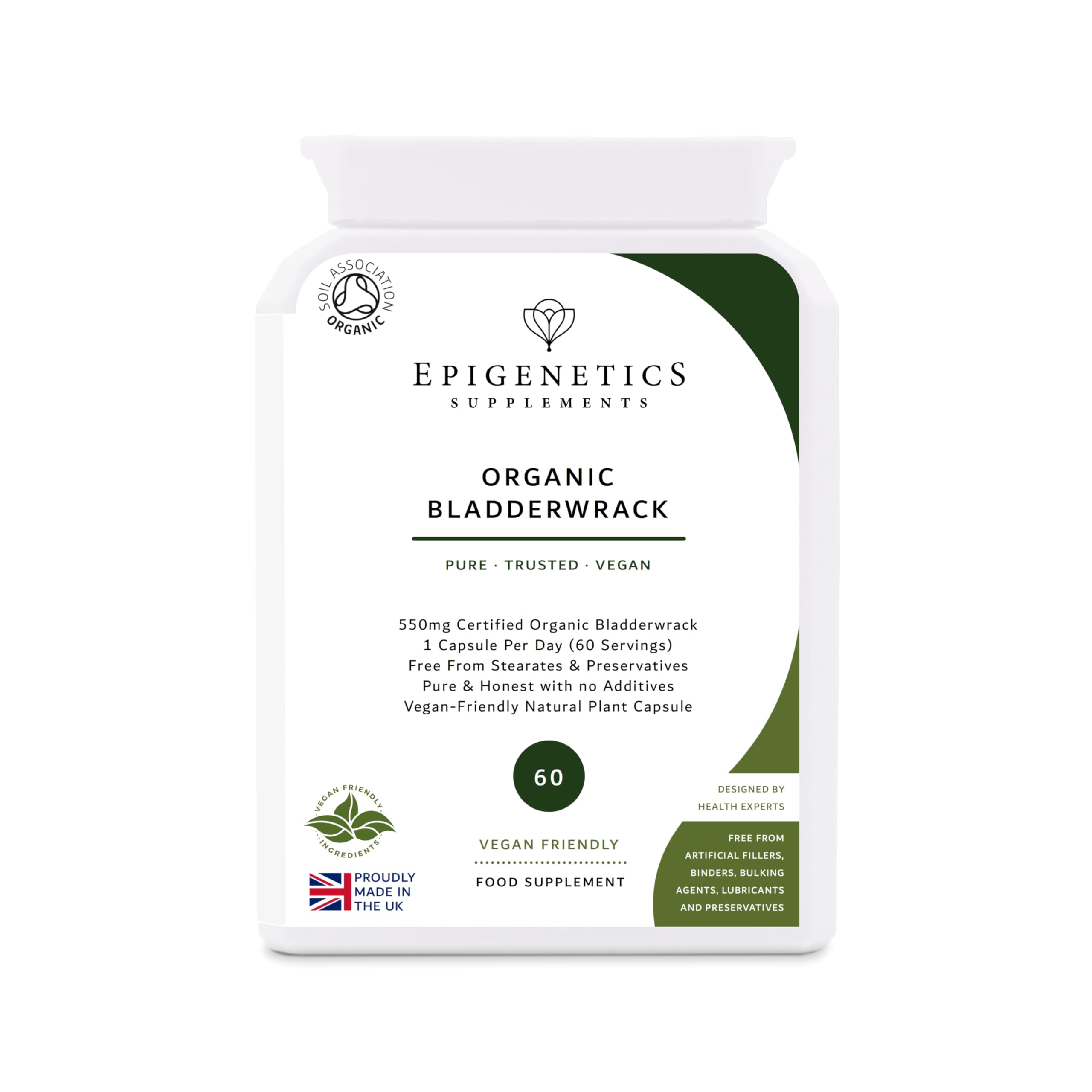 Organic Bladderwrack (Fucose) 550mg | Natural Fucus Vesiculosus Herb Supplement | 60 Vegan Friendly Capsules UK Made | 1 Capsule Daily (2 Month Supply)