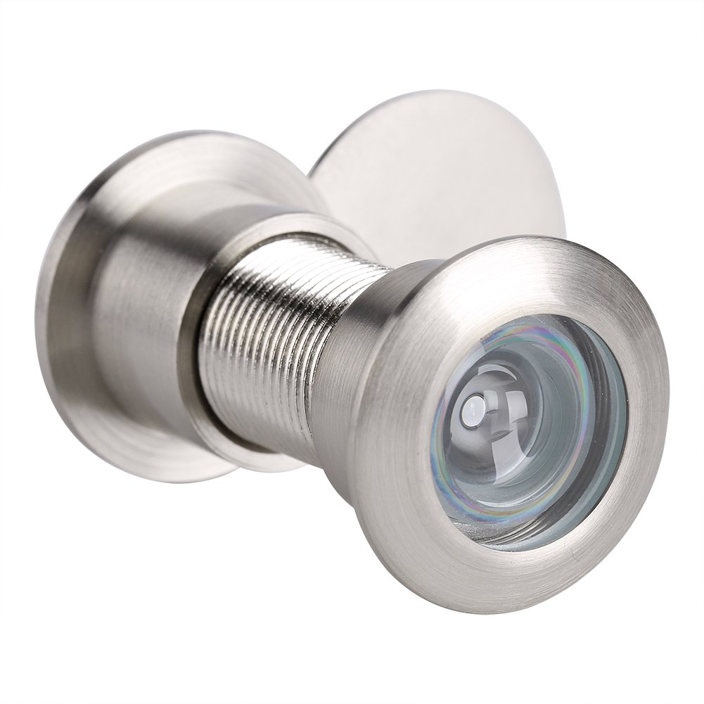 Fdit Green/Bronze Safety Door Viewer, Alloy Peephole Door Viewer 28Mm Wide Viewing Angle With Heavy Duty Privacy Cover For Home Office Hotel(Brushed Chrome/ Bronze)