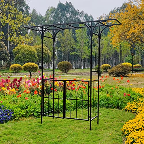 MOOFAR Metal Garden Arch with Double Gate Heavy-duty Arbor Trellis ...