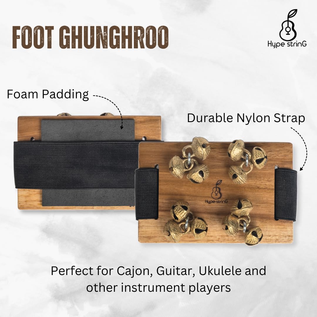 Hype String Ghungroo With Wooden Base and Brass Ghungroo || Perfect for Cajon, Guitar or Other Instruments Players - Image 2 thumbnail