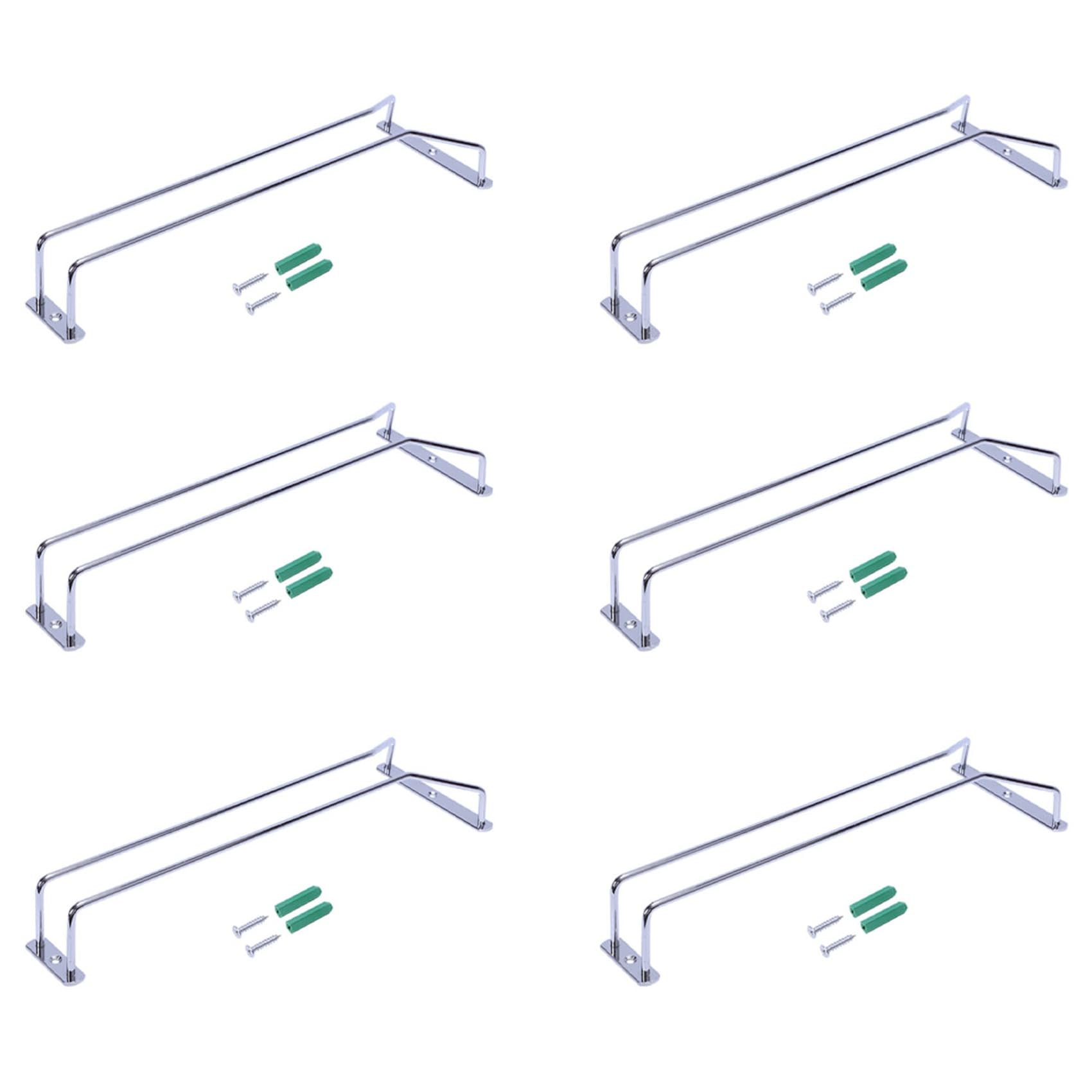 Hndhbfgrt 6X Glass Wine Champagne Cup Hangers Rack Holder with Screws (Silver)