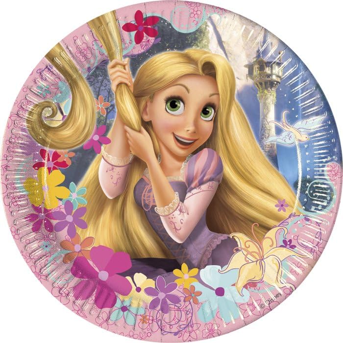 Procos Rapunzel   Juego de 8 platos de picnic, 23 cm, cartón