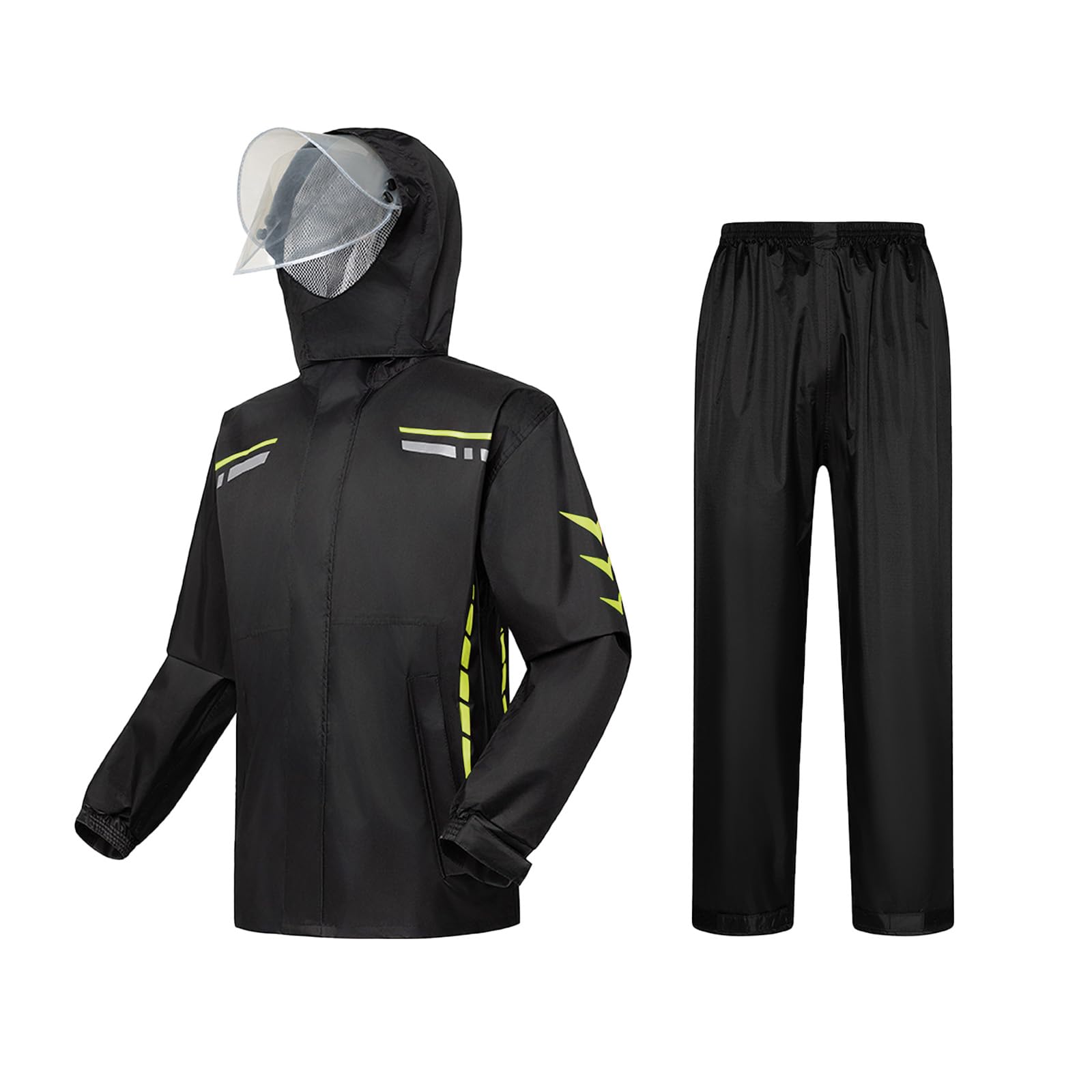 Ynport Crefreak Herren Regenanzug Wasserdichter Anzug Outdoor Regenjacke mit Kapuze Arbeitskleidung Regenjacke und Hosenset Winddichte Regenjacke mit Kapuze Atmungsaktive Regenbekleidung