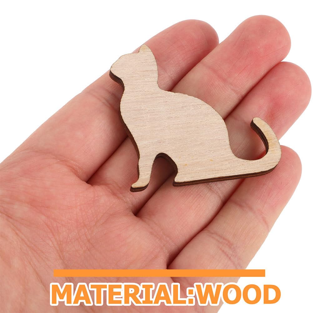 TOYANDONA Wooden Cat Cutouts 24Pcs Unfinished DIY Craft Kit for Kids Cat Ornaments for Christmas Halloween Home Party Decoration - Image 3