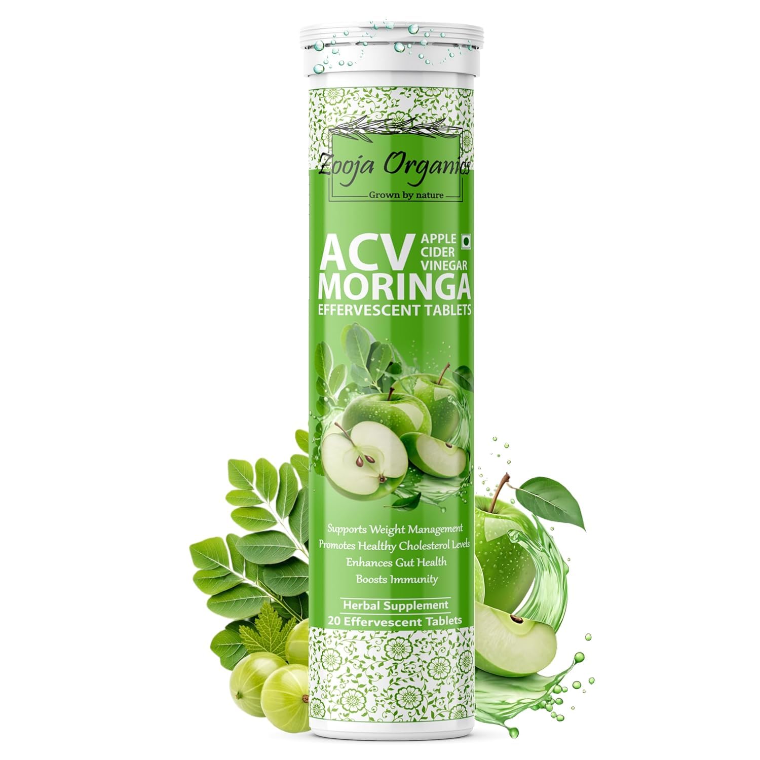 ACV Moringa Effervescent Tablets | Apple Cider Vinegar with Moringa & Amla | Helps Control Cravings & Boost Metabolism | No Maltodextrin, No Added Sugar | Green Apple Flavour | 20 Tablets-picture-24