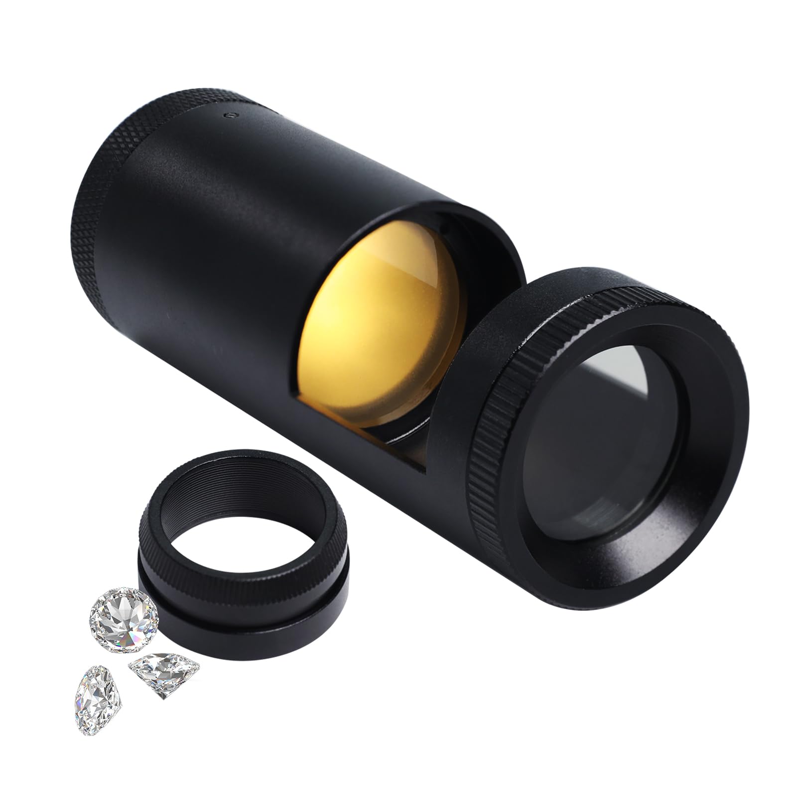 Portable Polariscope, Professional Handheld Polariscope Dual Lens Optical Glass 93mm Length with Built-in LED Light Durable Aluminum Body for Jeweler, Jewelry Tools, Gemstones, Gemologist, etc.