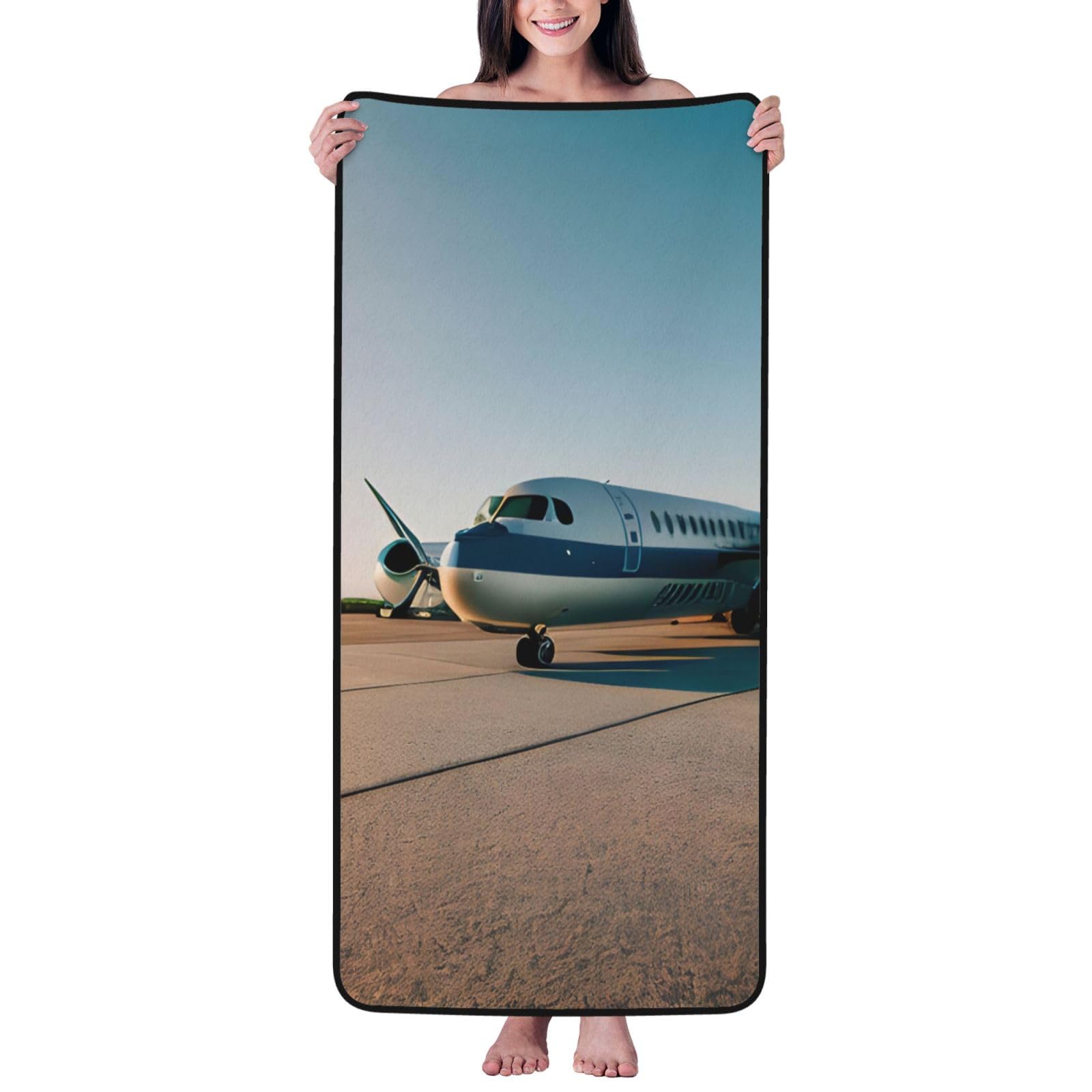 JBJGKHLP Airplane Print Women Men Couples Coral Velvet Bath Towel Ultra-Soft For Home Bathroom Travel