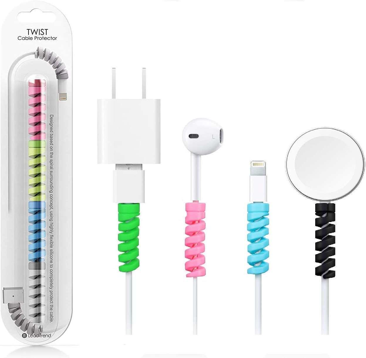 Spiral Cable Protector For Gionee L800 M2 M6 Plus M6s M7 Power Marathon M3 M4 M5 enjoy lite mini Max Pro P12 P5 Mini P7 P8 Pioneer P2 P2M P2S P3 P3S P4 P4S P5L P5W P6 Cable Saver Charging Cord Protective Universal Earphones Cable Cover (4 Pieces -Set 1, Mix Colour, C1)