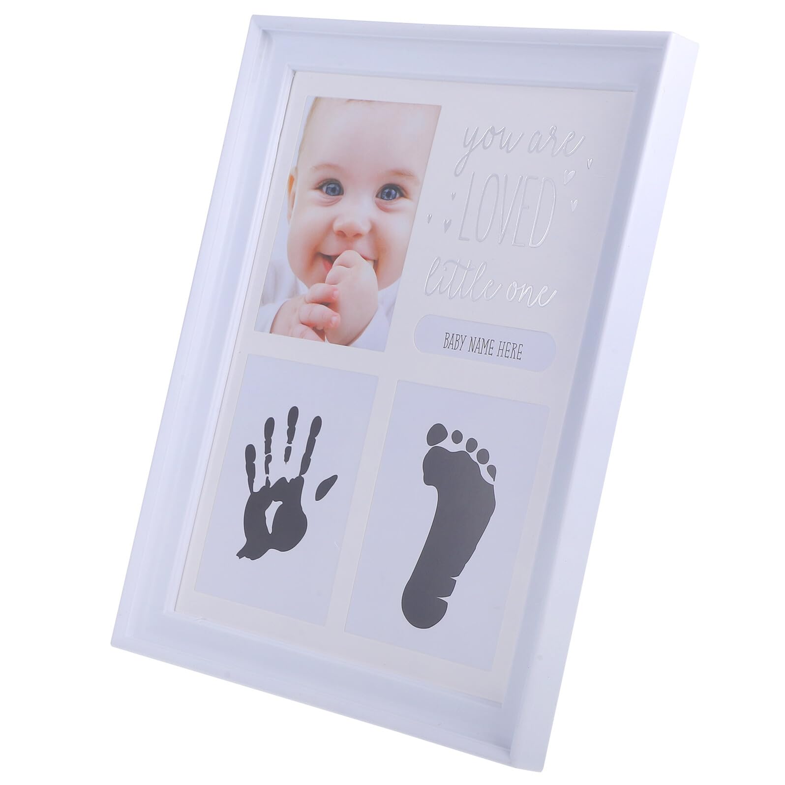 Marco de Fotos de Recuerdos para Recién Nacidos Huellas de Manos y Pies en Abs y Vidrio, Decoración de Escritorio para Álbumes de Bebés