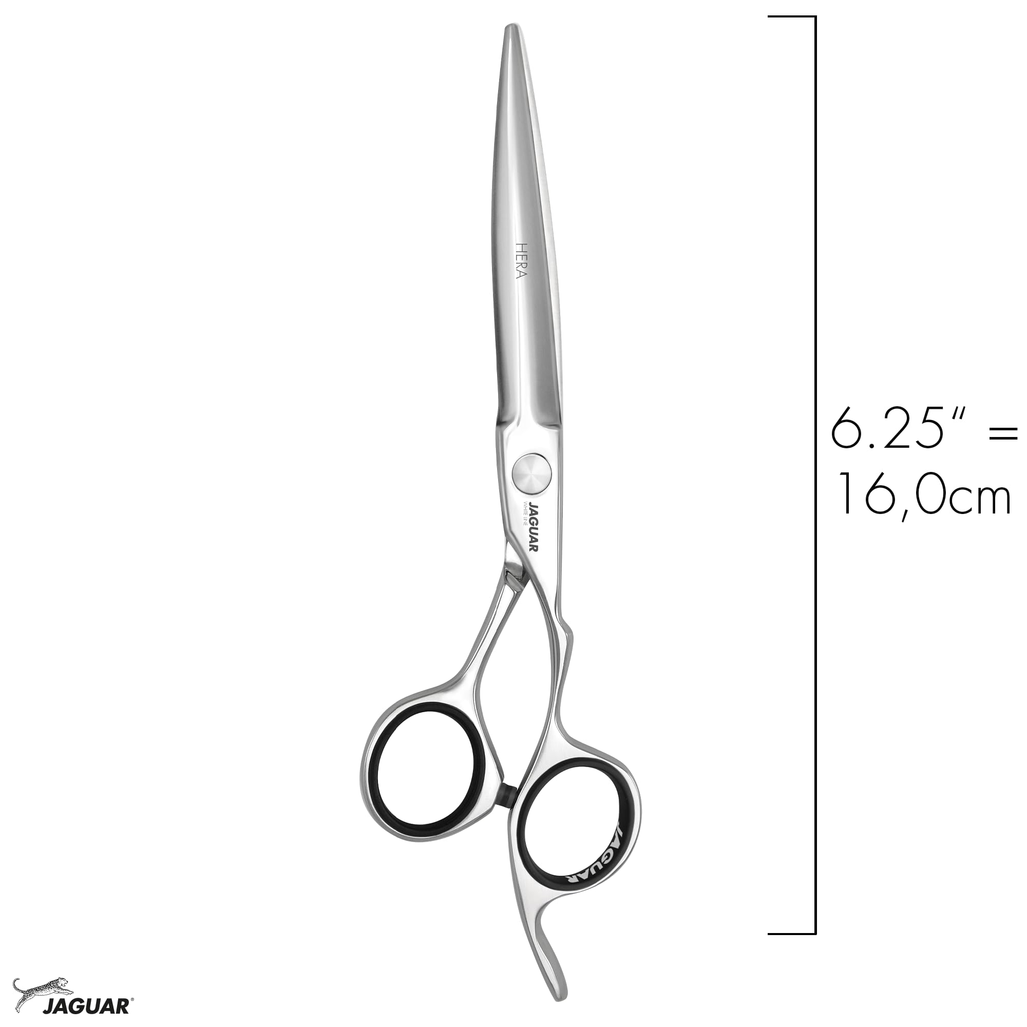 JAGUAR Tijeras de peluquería HERA 6.25" | Tijeras de pelo diseño Crane con gancho de dedo forjado y hoja de daga redondeada| pulidas | Made in Germany