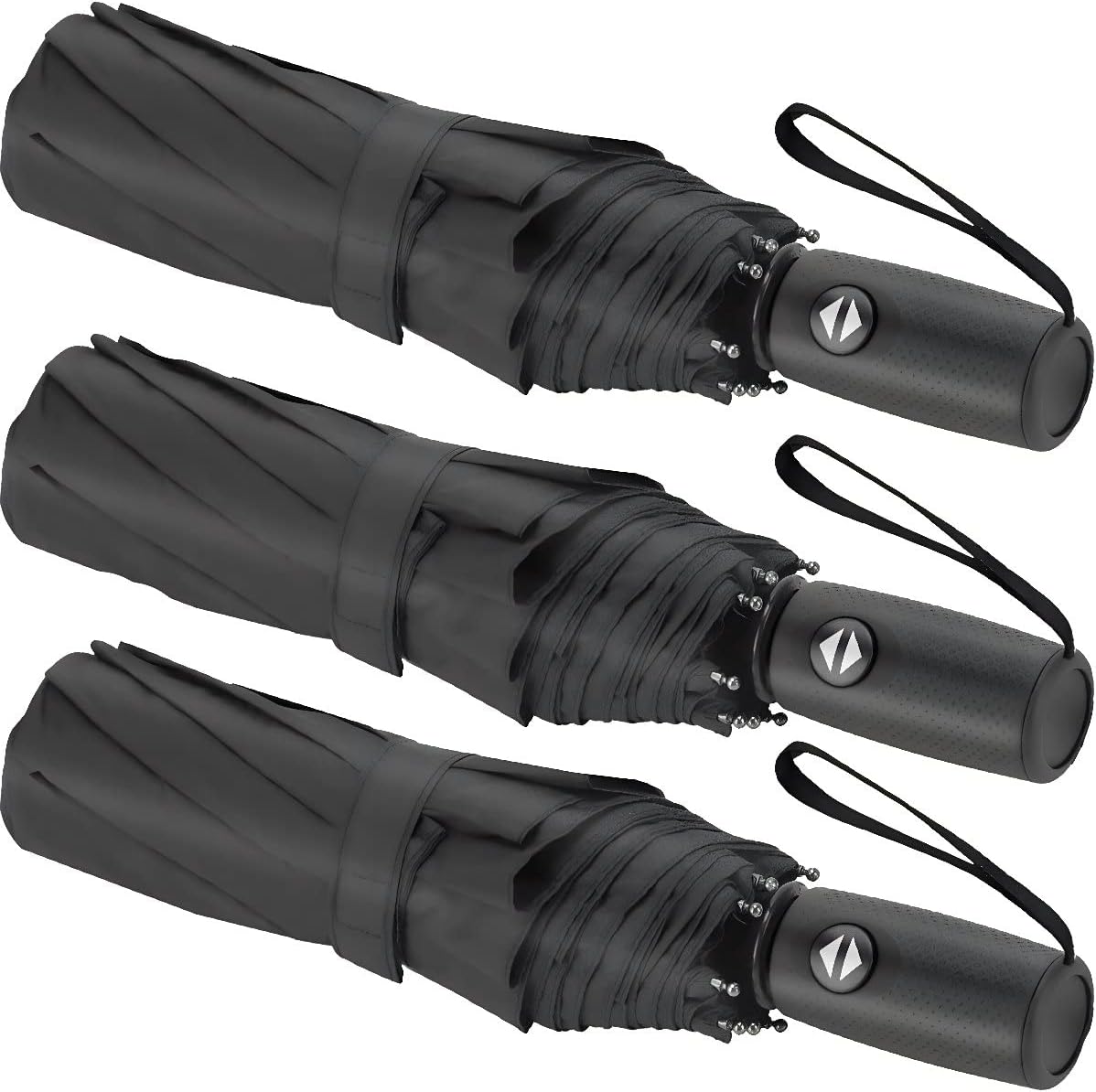 Liberty Imports 3 Pack Windproof Travel Rain Umbrellas - Compact, Light, Automatic, Strong and Portable - for Men and Women Edition 4 - Black
