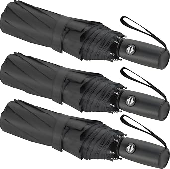 Liberty Imports 3 Pack Windproof Travel Umbrellas Compact Auto Open
