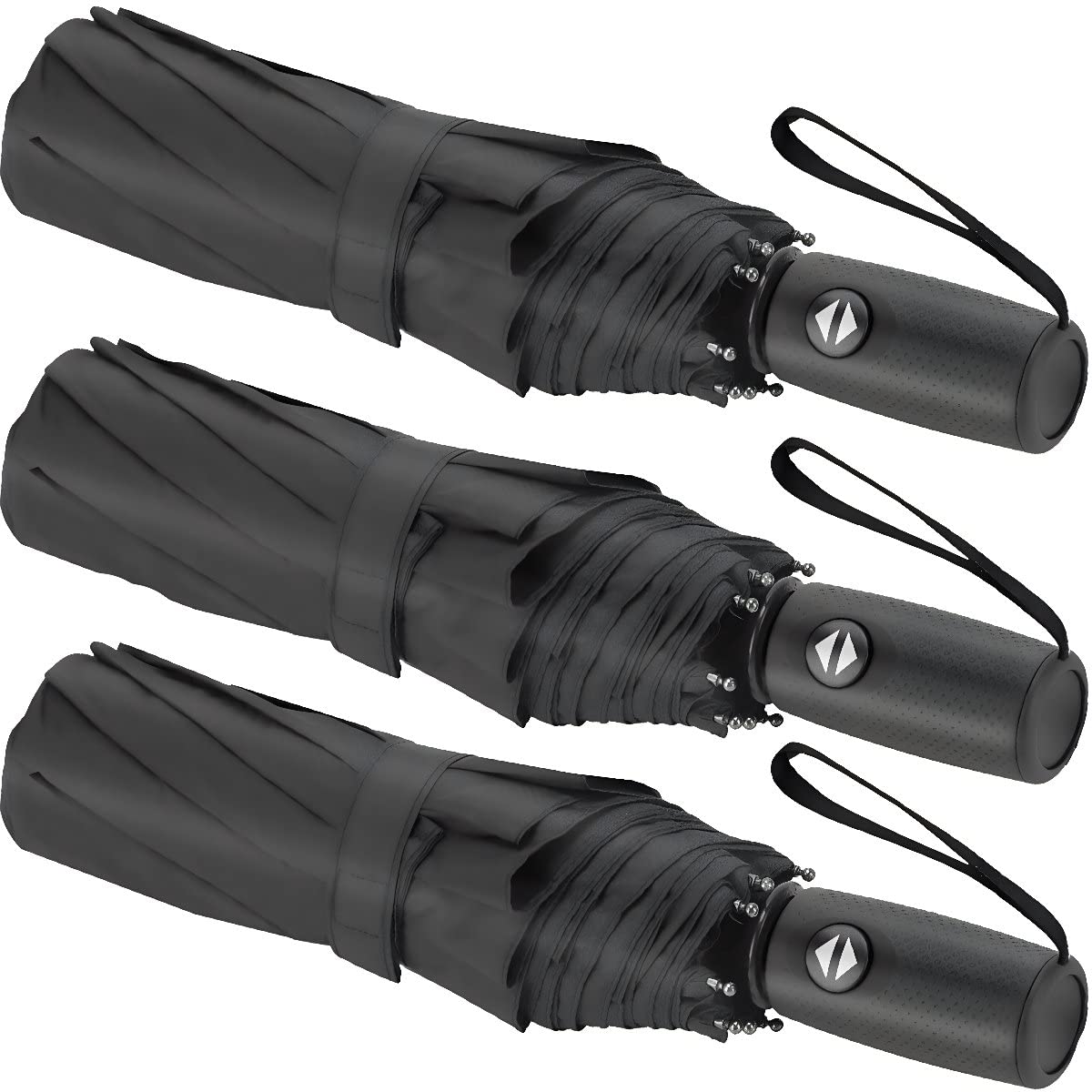 Liberty Imports 3 Pack Windproof Travel Rain Umbrellas - Compact, Light, Automatic, Strong and Portable - for Men and Women