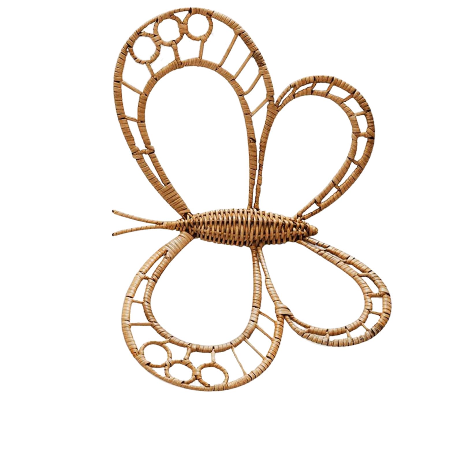 POPETPOP Colgante de Pared de Ratán en Forma, Decoración de Mimbre para Granja y Dormitorio Sistema de Montaje sin Esfuerzo