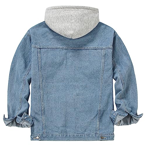 DOSLAVIDA Men's Distressed Denim Jacket Unisex Button Down Jean Coat Casual Long Sleeve Trucker Hooded Jackets Outwear2
