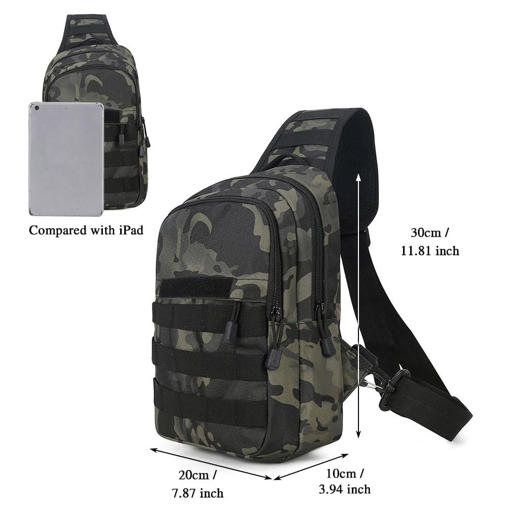 Sac Bandoulière Homme Tactique Sacoche Poitrine Militaire avec Poches Multiples Anti-Vol