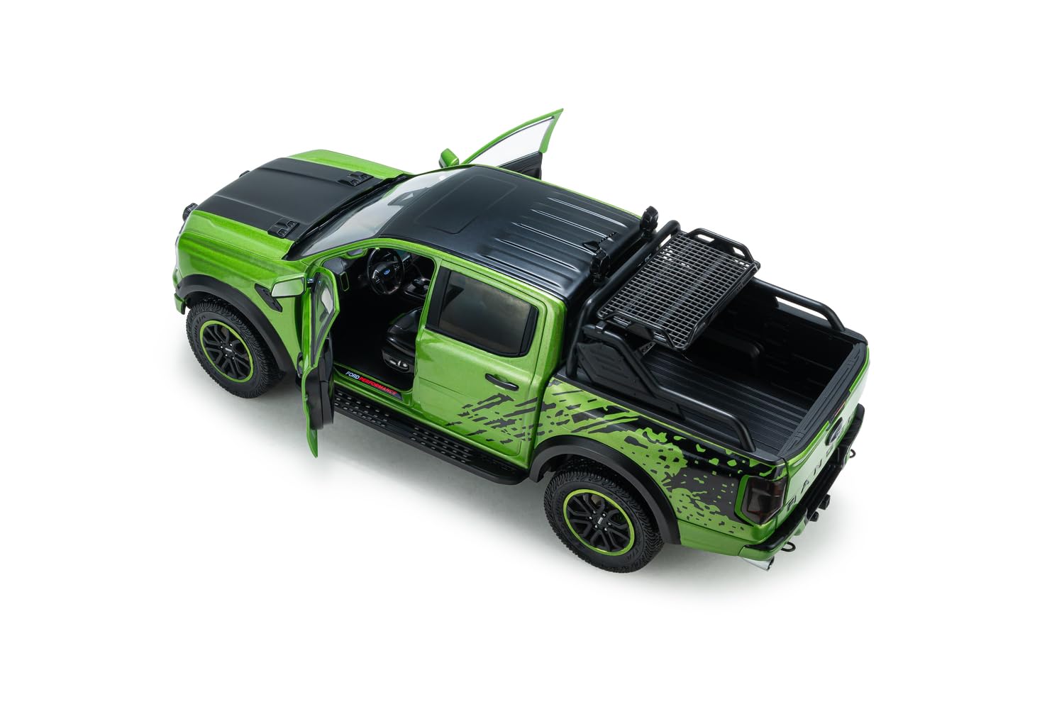 Solido Ford Ranger Raptor 1:18 Grün | Detailgetreues Diecast Modellauto,Pick-up mit Offroad-Optik, Metallkarosserie und kraftvoller Linienführung, für Sammler