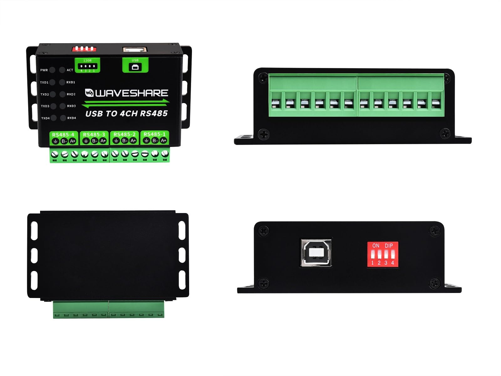 Industrial USB TO 4Ch RS485 Converter Module,Universal Serial Communication, Support 1200bps ~ 460800bps Baudrate,Multiple Protection Circuits,Compatible with Win7/8/8.1/10/11, Mac, Linux, Android