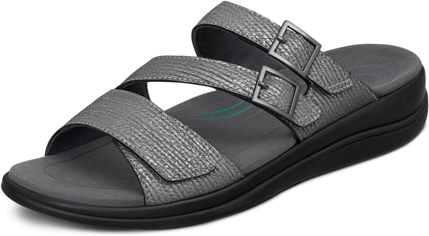 Orthofeet Women's Orthopedic Sahara Weave Adjustable Slide Sandal