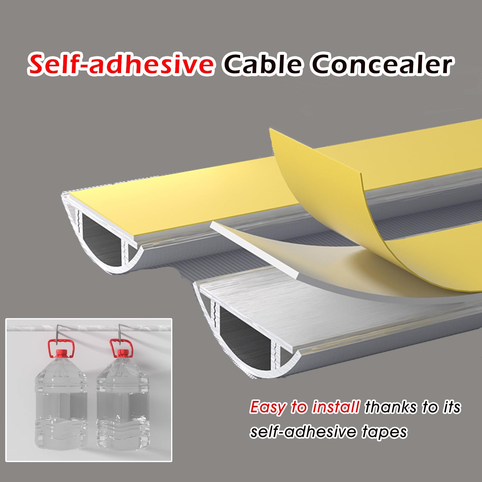Goulotte Passe Cable Protège-câble, Cache-rallonge, Connecteurs De Sol Et Bandes Adhésives pour Chemin De Câbles(29mm,47.2''/120cm)