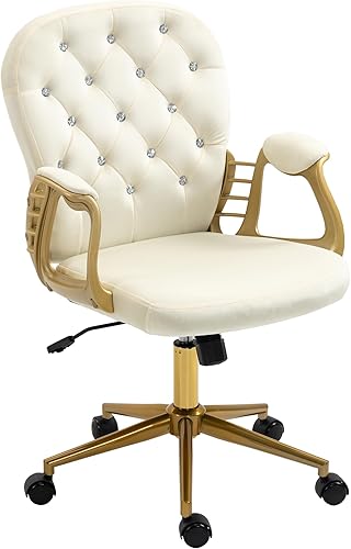 Silla de escritorio de oficina de terciopelo cómoda con base dorada, cómodas sillas de maquillaje para tocador con respaldo y ruedas, sillón