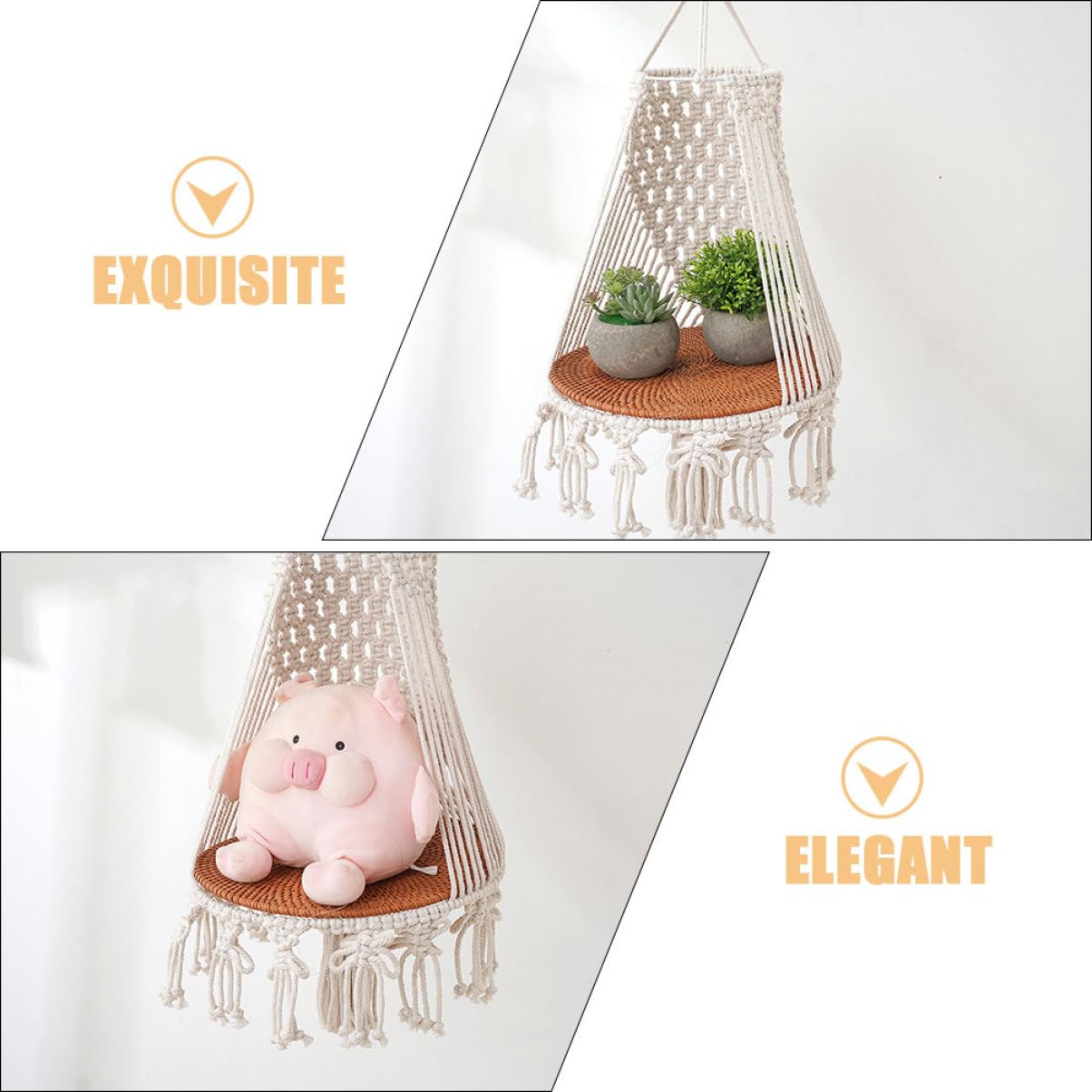 BESTonZON Suspension pour Plantes Macramé Panier Suspendu Intérieur Décoratif pour Entrées Salons Chambres Et Balcons