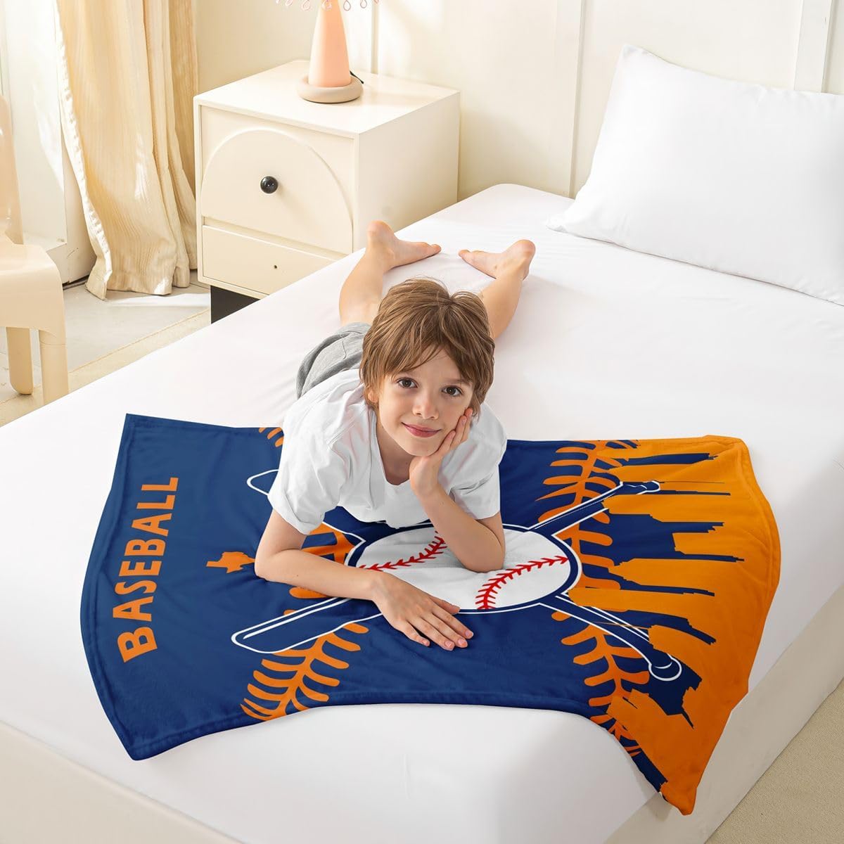 Erosebridal Basebal Team Bed Blanket Queen 90x90 inch for Boys Youth Men,Kids Baseball Flannel Blanket for Gift,Retro Sports Fleece Blanket,Ball Bat Patchwork Blanket for Bedroom