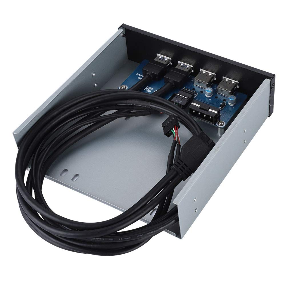 USB Front Panel Adapter USB 3.0 Front Panel 17×16×5 5.25 Inch 19 Pin 9Pin to USB 3.0 USB 2.0 4 Port Metal Optical Drive Bay