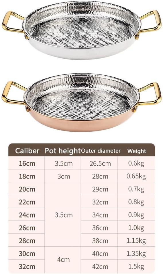 Spanish Paella Pan - Nonstick Skillet with Dual Handles for Home or Restaurant Cooking - Fast and Even Heating/Rose Gold/30Cm