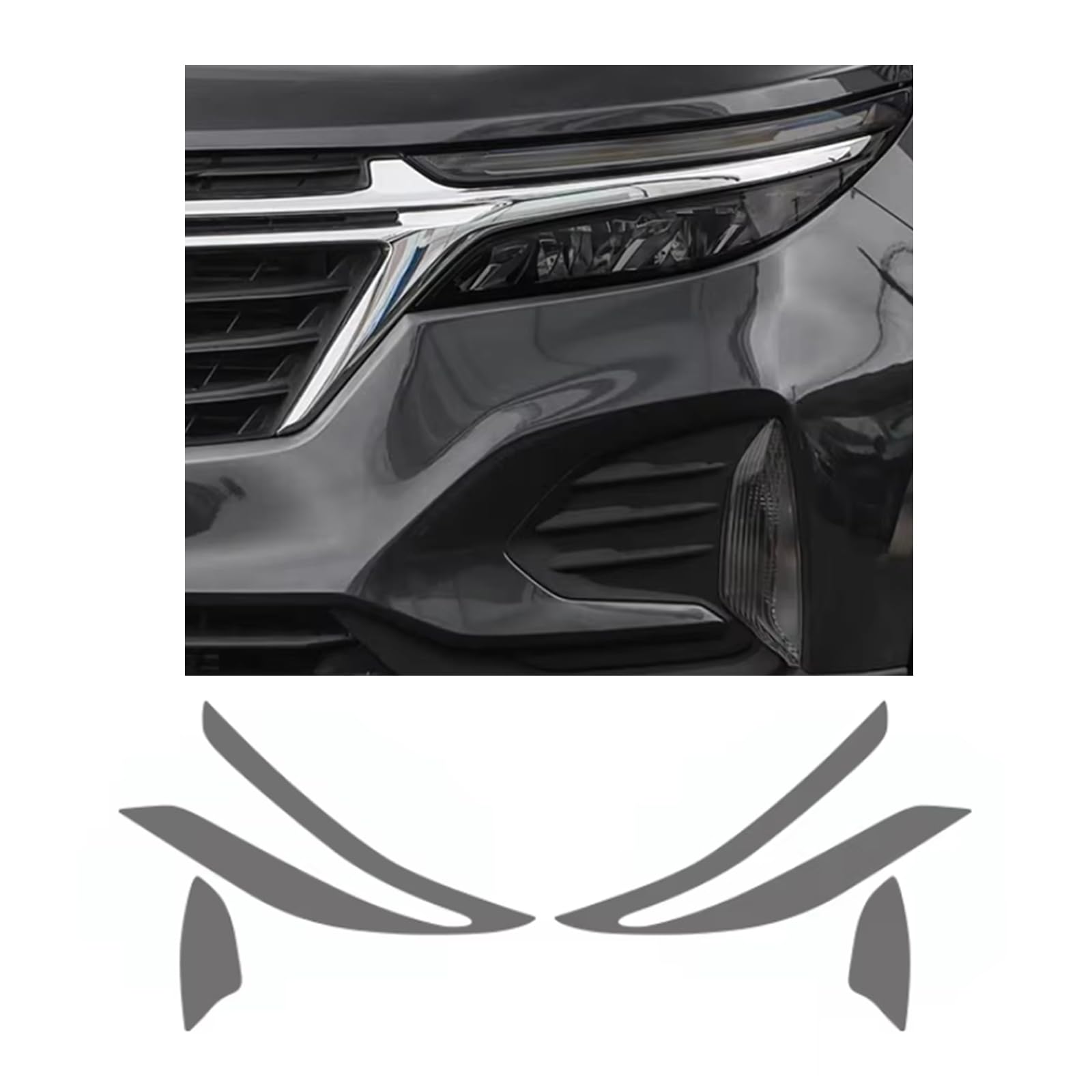 Headlight Film for Chevrolet Equinox 2022-2024, 1Set Transparent/Smoke Black Car Headlight TPU Protective Film