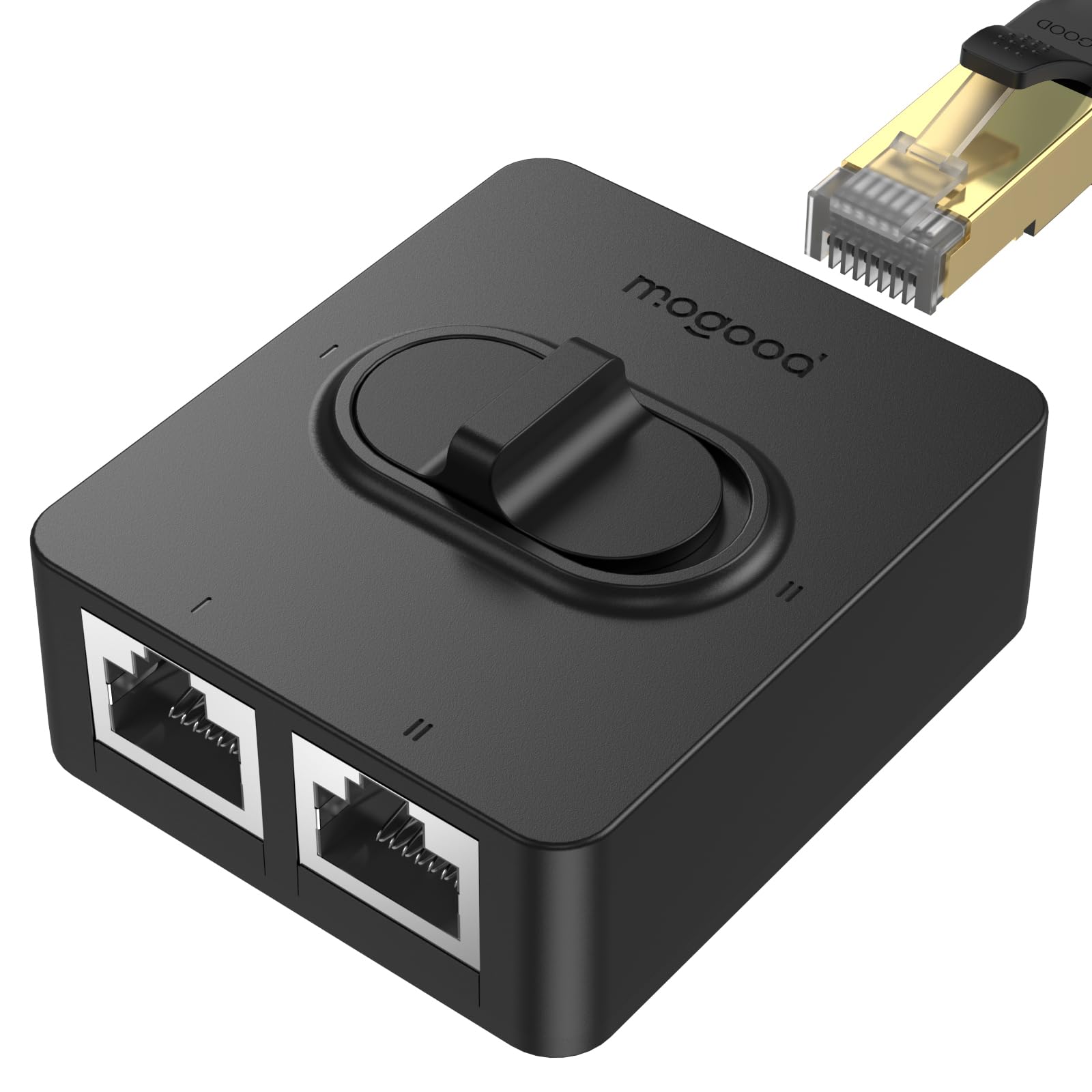 MOGOOD Gigabit Ethernet Switch 2 Port, Bidirectional 1 in 2 Out Network Splitter, Physical Isolation LAN Adapter, Plug & Play No Power, Cat5/5e/6 Cable Compatible for Laptop PC Router Printer Camera