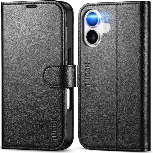 TUCCH PU Leather Wallet Magnetic Folio Case for iPhone 17, Textured Black by TUCCH - Used condition - CA$15.38