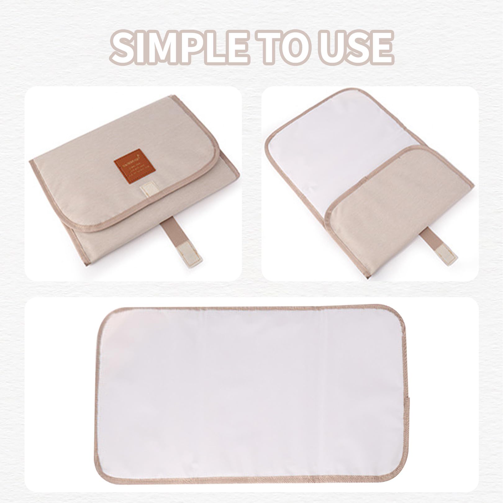 Portable Baby Changing Mat Travel,Babys Changing Mats Foldable,Lightweight,Foldables Nappy Change Cushion,Waterproof and Compact Nappy Mat,Home Outside Baby Clean Mats(Ivory-White) - Image 3