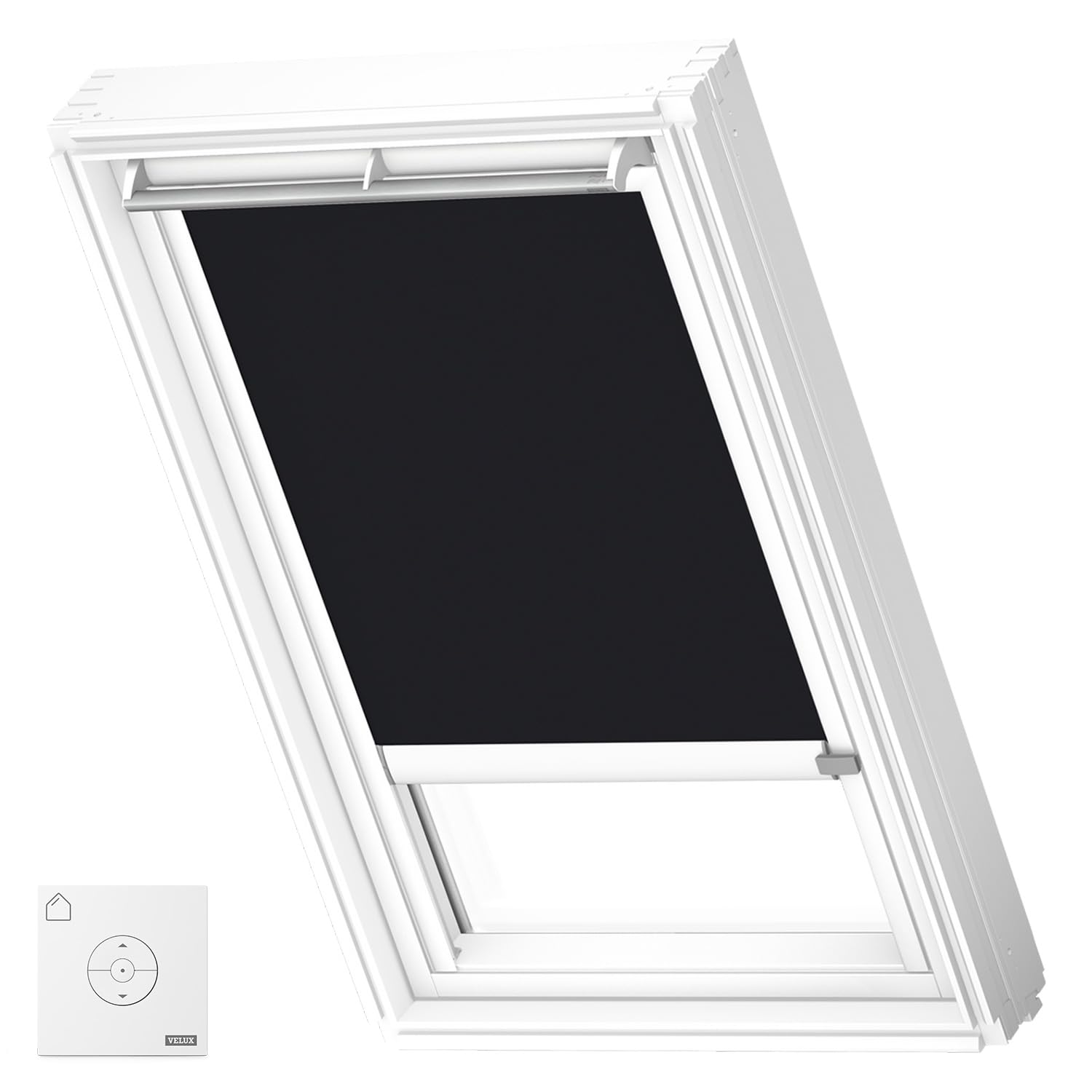 VELUX Original Solar Powered Blackout Roller Blind (DSL), White Frame, CK02, Black — image 1