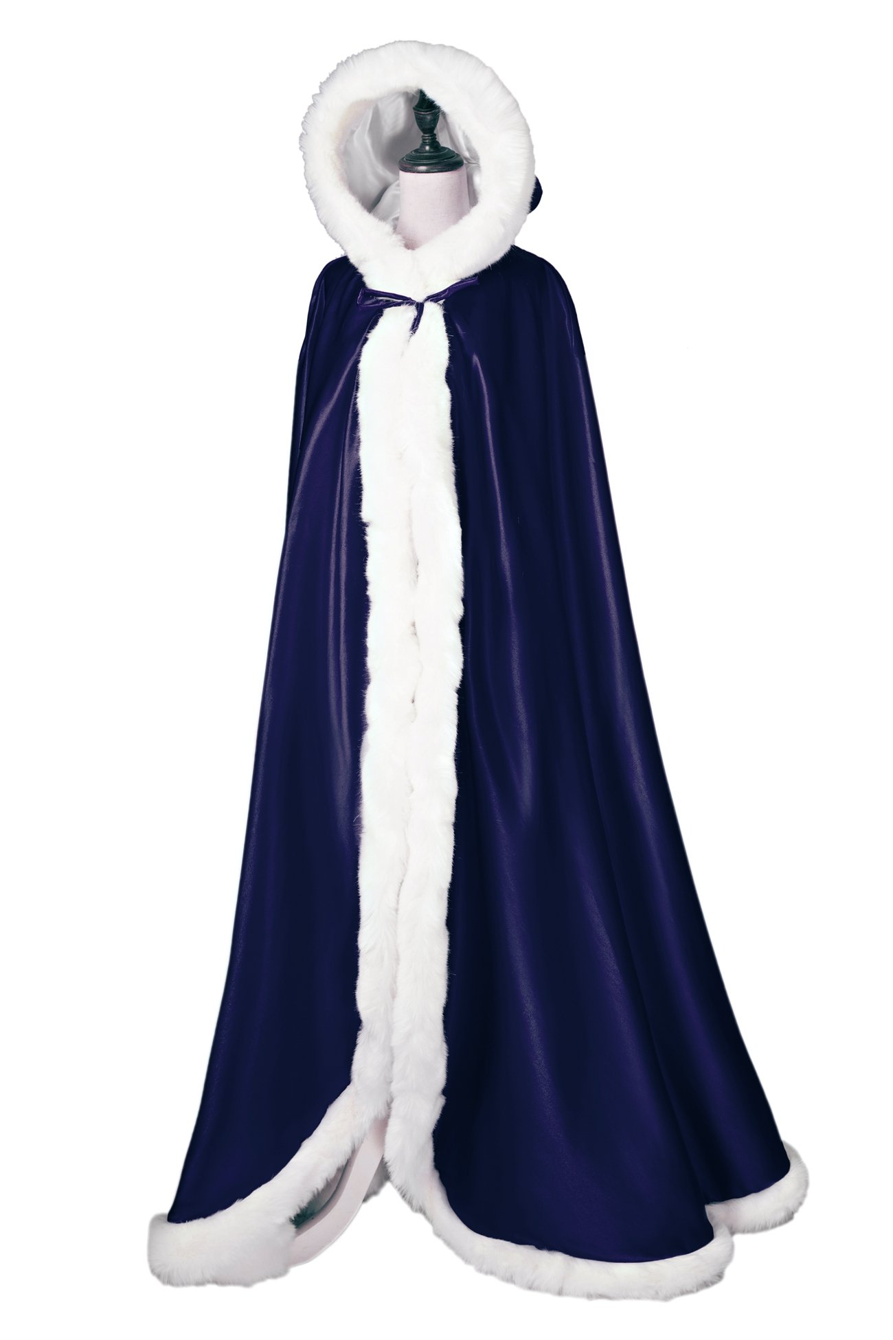 BEAUTELICATE Umhang Damen Mit Kapuze Cape Hochzeit Braut Winter Mit Pelzbesatz in Voller Länge Mehrere Farben FREIER Hand MUFF