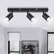 Ketom Faretti da Soffitto Orientabili Nero, GU10 Lampada Faretti LED Soffitto, Faretto da Parete Moderna, Plafoniera LED con 3 Faretti per Cucina, Cameretta, Senza Lampadina