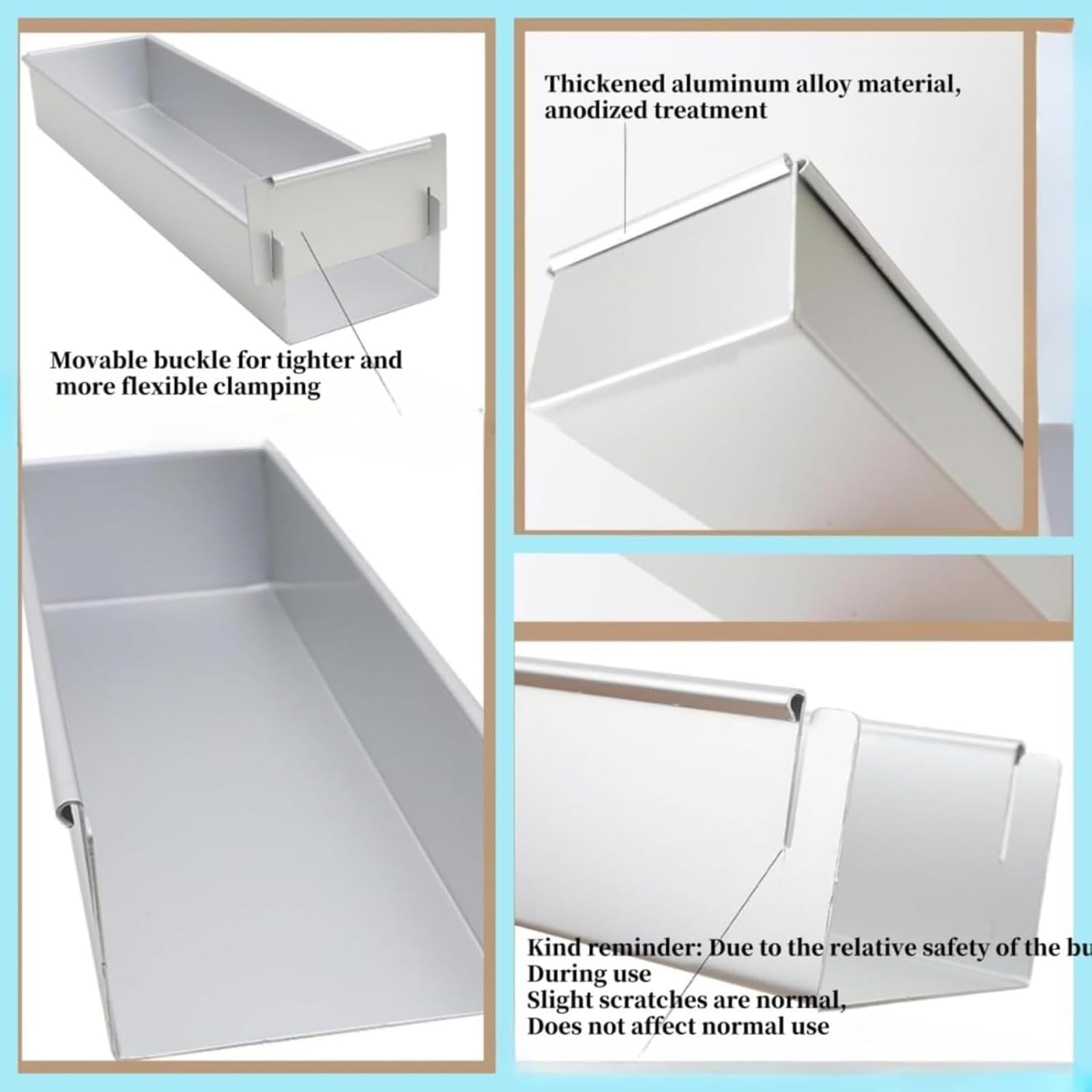 Molde rectangular para hornear con tapa, antiadherente extraíble de aleación de aluminio para tarta de queso, mousse, perfecto para uso doméstico o profesional, 16 x 4 x 2 pulgadas