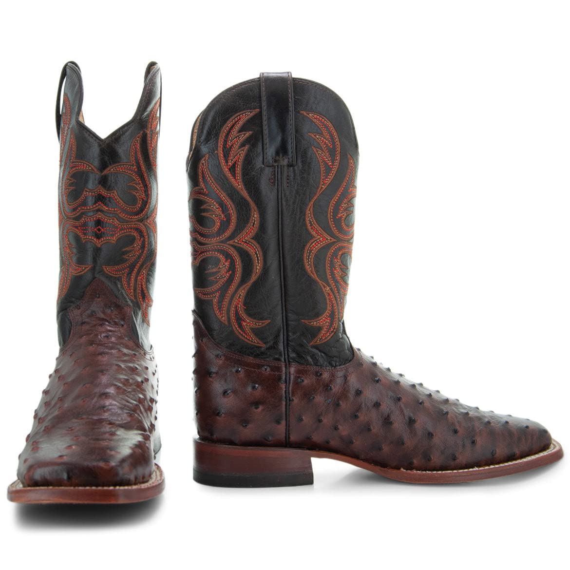 Soto Bootsmens Ostrich Print Square Toe Cowboy Boots Exotic Print