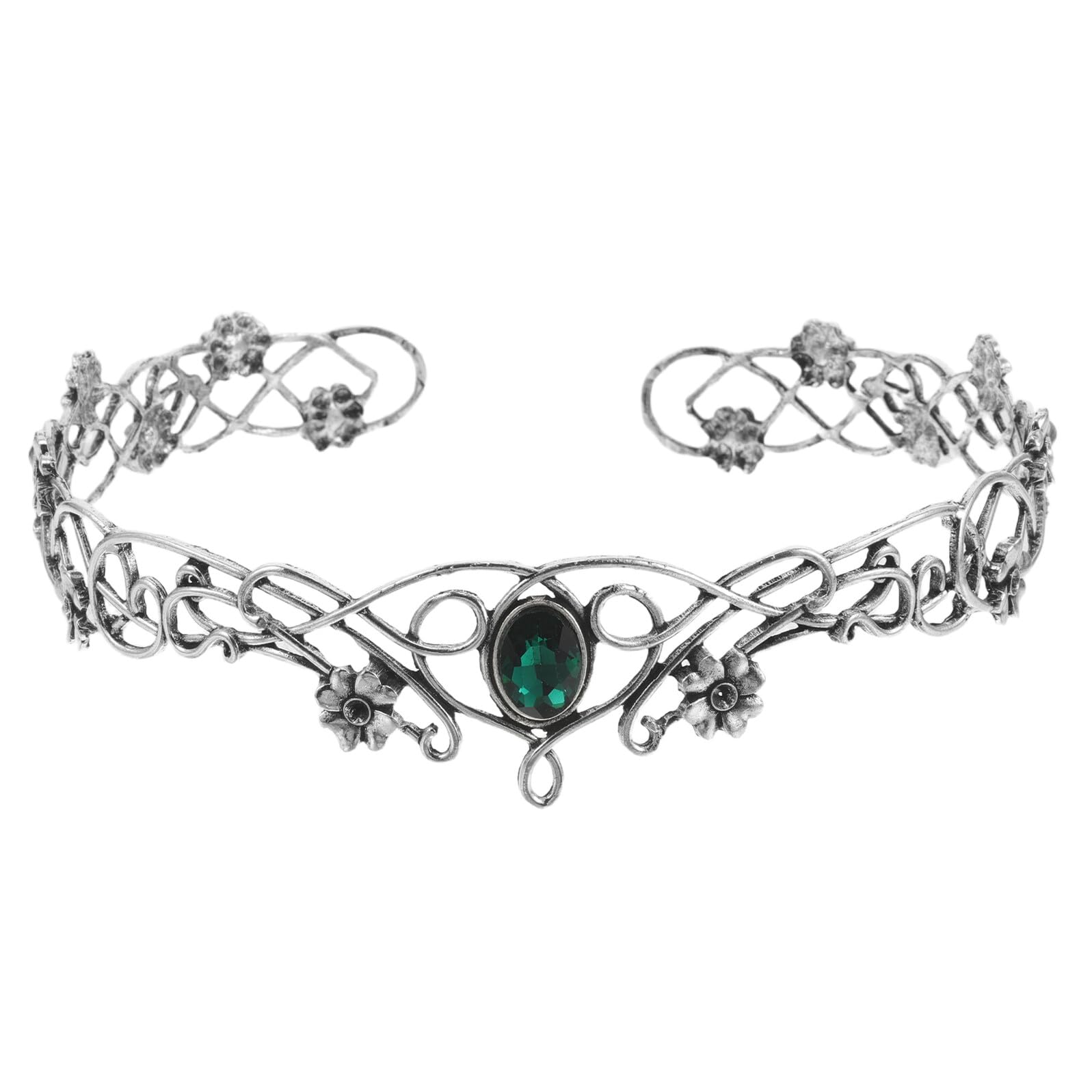 Couronne de Roi Ajourée Motif Vigne en Alliage Blanc pour Homme | Style Diadème, Légère et Polyvalente, pour Fête D’anniversaire ou Soirée