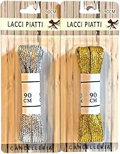 My test Lacci Piatti Glitterati Metallizzati Oro e Argento - Stringhe Scarpe Sportive e Scarpe Eleganti - Lacci 1 Paio Argento 90cm e 1 Paio Oro 90cm per Sneakers