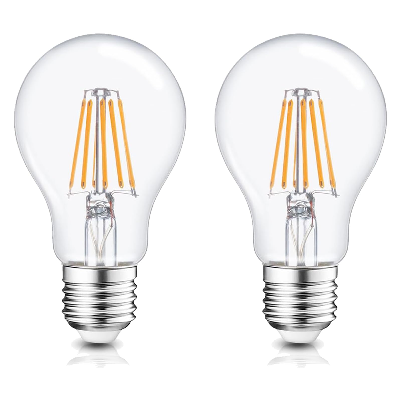TuoYi 2 Pack E27 Screw LED Edison Bulb, 2700K 6W LED Light Bulbs Fits for Commercial Outdoor Patio Garden Vintage Lights,Warm White