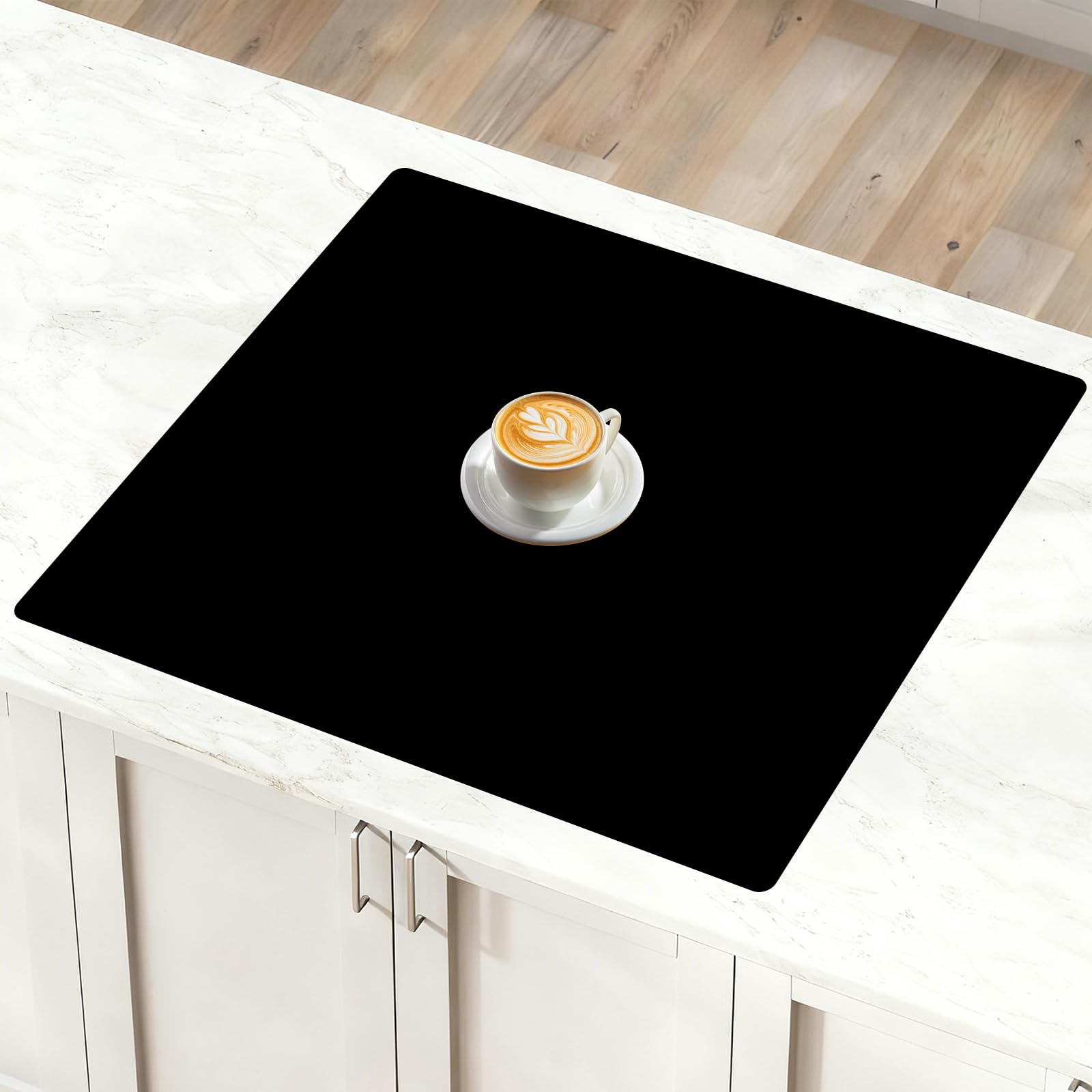 24''x24''(60cmx60cm) Silicone Mat for Kitchen Counter, Non-Slip Heat Resistant Countertop Protector, Waterproof Durable Kitchen Mat for Countertops, Islands (Black)
