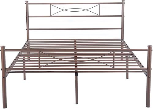 Miniatura 18 de Marco de cama de metal, tamaño individual, 6 patas, dos cabeceros, base de colchón, plataforma de acero, cama para niños, repuesto de somier, color