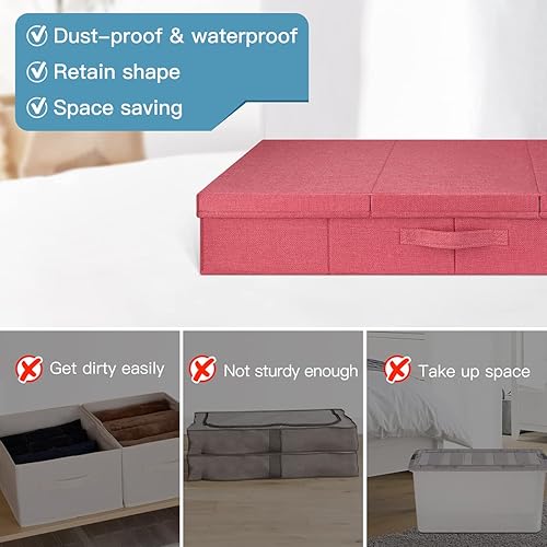 Miniatura 4 de Almacenamiento debajo de la cama con tapas, paquete de 3 contenedores grandes de almacenamiento debajo de la cama, caja organizadora con asa,