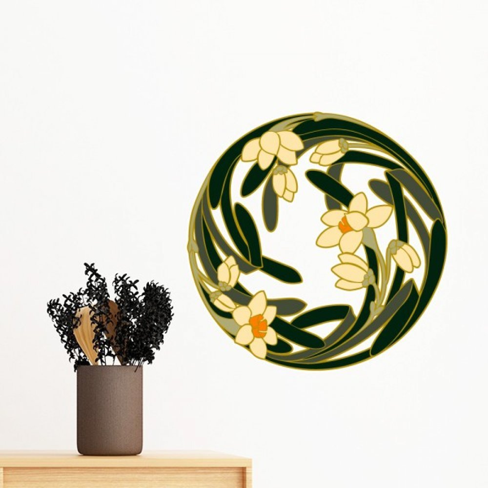 Sticker mural rond art chinois de 60cm pour déco de chambre