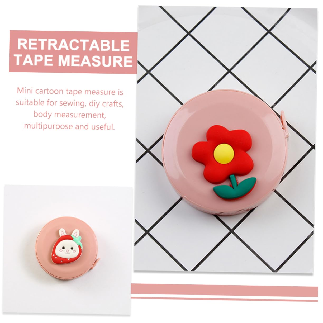 DOITOOL 3 Series Mini Cinta Retráctil De Caricatura Para Medidas Corporales Y Manualidades Diseño Compacto Y Práctico Para Costura Y Diy 8 Piezas X 3