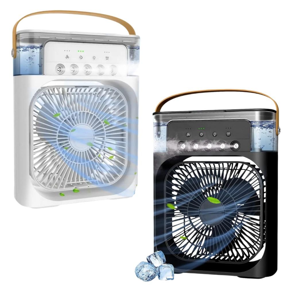TRIDEO 𝐜𝐨𝐦𝐛𝐨 C55 - Portable Air Conditioner Fan | Mini Evaporative Air Cooler with 𝟕-𝐂𝐨𝐥𝐨𝐫 𝐋𝐄𝐃 | for Room, Office, Home & Travel | USB Powered|Adjustable Speeds | 𝐁𝐥𝐚𝐜𝐤 & 𝐖𝐡𝐢𝐭𝐞-image-39
