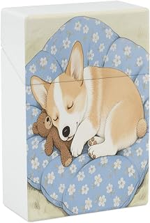Corgi Puppy Plastic Cigarette Case King Size for Men Women | Crush-Proof Hard Shell Cigarette Holder Case, 20 Capacity, Outdoor Scratch Resistant Container Box, Smoking Accessories